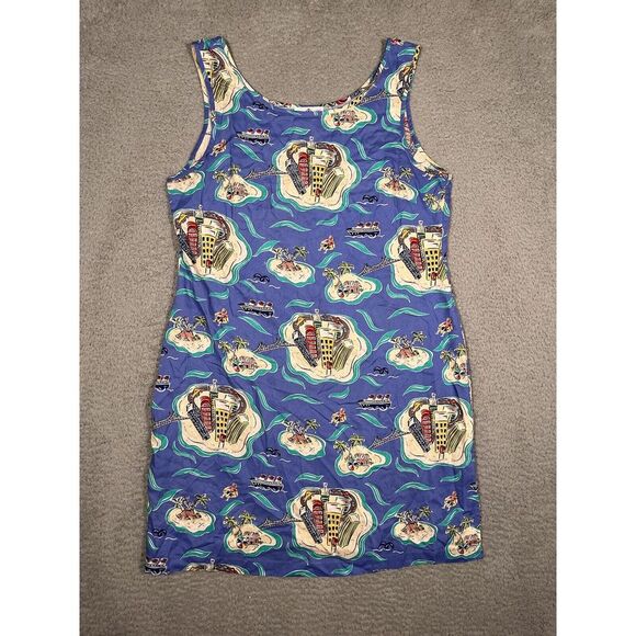 Dresses & Skirts - Land & Sea‎ Dress Hilton Head Savannah Beach Tourist Travel Dress XL Blue Rayon